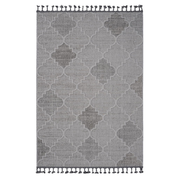 Guros - 6' X 9' Trellis Indoor / Outdoor Area Rug - White / Gray