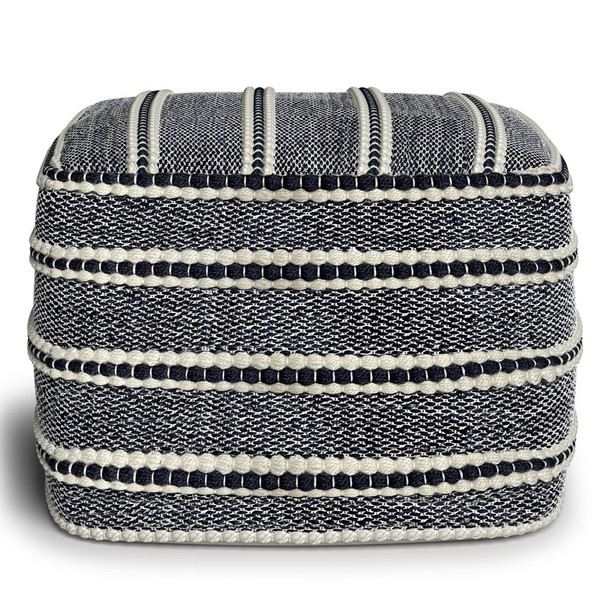Corrie - Square Outdoor / Indoor Pouf - Navy / White