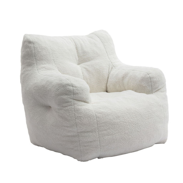 Soft Teddy Fabric Tufted Foam Bean Bag Chair With Teddy Fabric