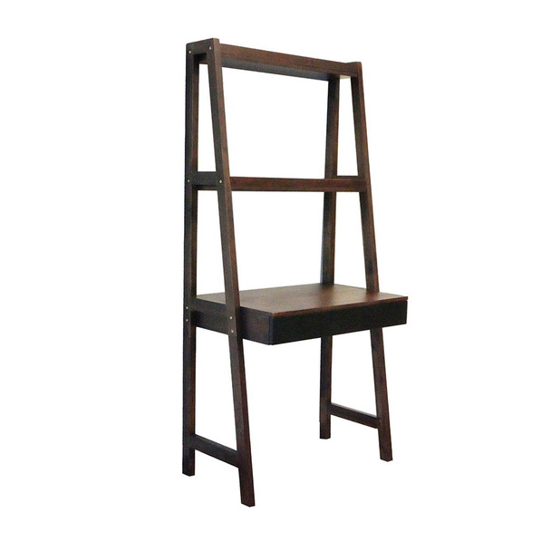 Ladder Desk, Ladder Style Display Shelf - Natural Wood / Brown