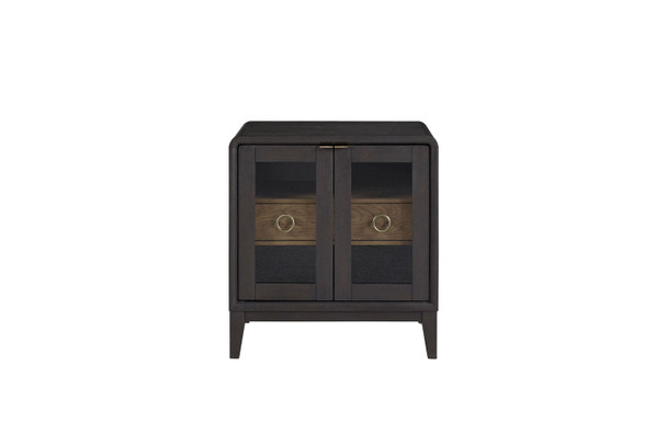 Glass Door Nightstand - Black
