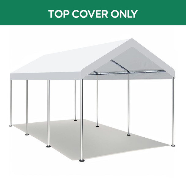 10 X 20 Ft Carport Canopy Cover Replacement Heavy Duty Waterproof Fabric With 36 Bungee Cords UV & Tear Resistant (Cover Only) - White
