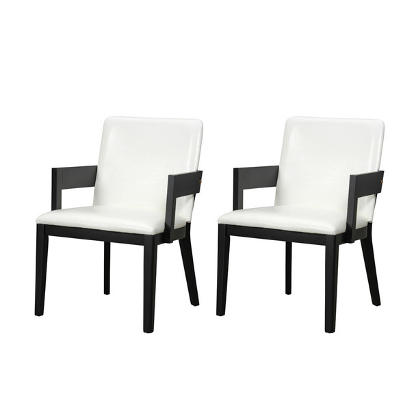 Modern Glossy Dining Chairs (Set of 2), Elegant Upholstery And Ergonomic Design - Black White