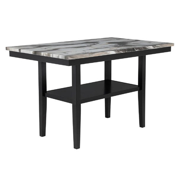 Counter Dining Table With Storage Bottom Shelf For Kitchen - Black