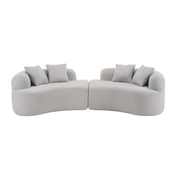 Curved 4 Seater Sofa For Small Spaces - Gray