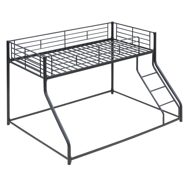 Metal Floor Bunk Bed With Sloped Ladder, Space Saving Design