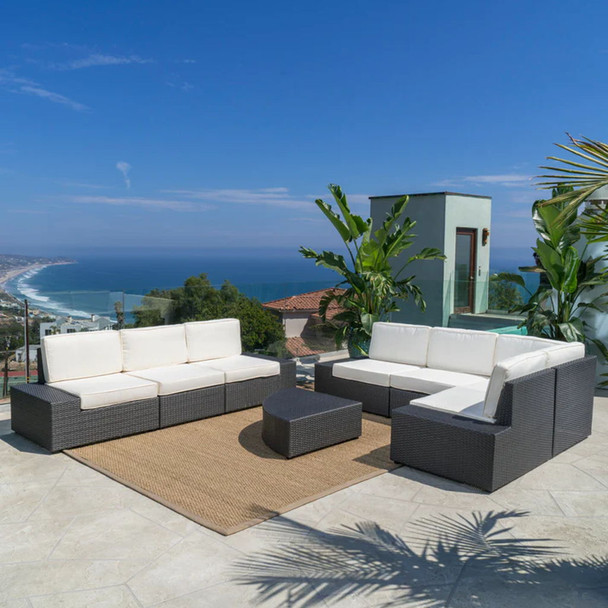 Santa Cruz - Outdoor 8 Piece Sectional Set - Dark Brown