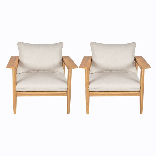Terassi - Outdoor Lounge Chair (Set of 2) With Cushions - Beige / Light Teak