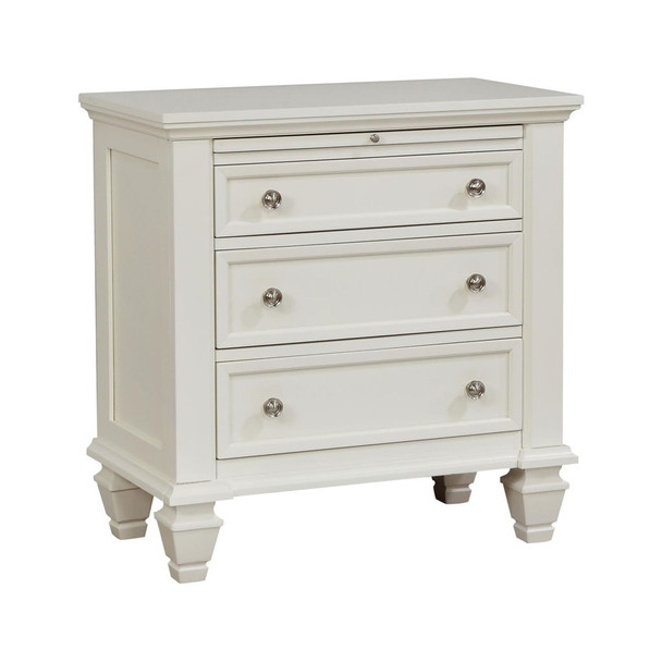 Cottage 3 Drawer Nightstand With Pull Out Tray - Cream White