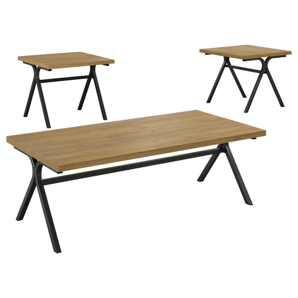 3 Piece Occasional Set, Coffee Table And 2 End Tables - Brown