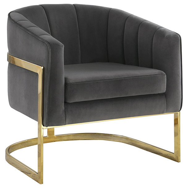Tufted Barrel Accent Chair Upholstered Lounge Chair - Gray