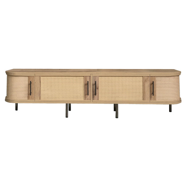 70" TV Stand With Doors, Construction For TVs Up To 80" - Natural Wood