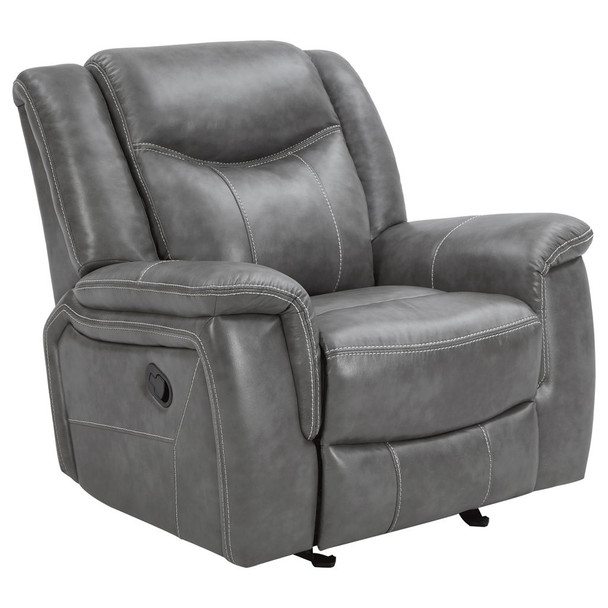 Encino - Upholstered Padded Arm Glider Recliner - Gray