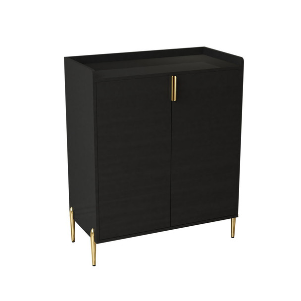 Wine Bar Cabinet With Adjustable Shelf, 2 Door Sideboard With Soft-Closing Hinges And Feet