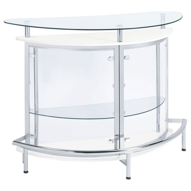 Strick - Freestanding Glass Top Home Bar Wine Cabinet - White