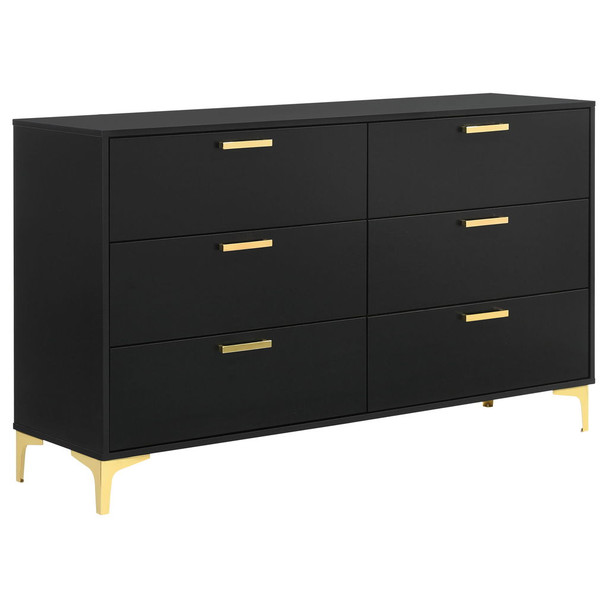 Lexie - 6 Drawer Rectangular Dresser - Black
