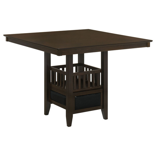 Finley - Square Counter Table With Storage Pedestal Dining Table - Espresso