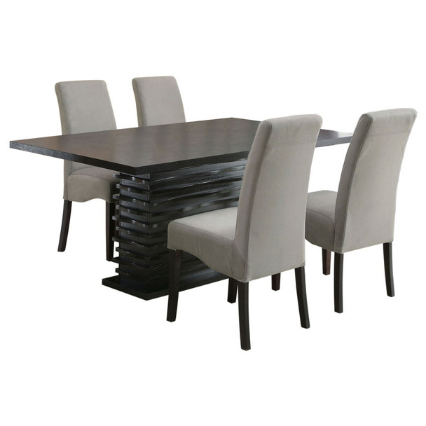 Shandra - 5 Piece Dining Set Tabletop And Upholstered Side Chairs - Gray