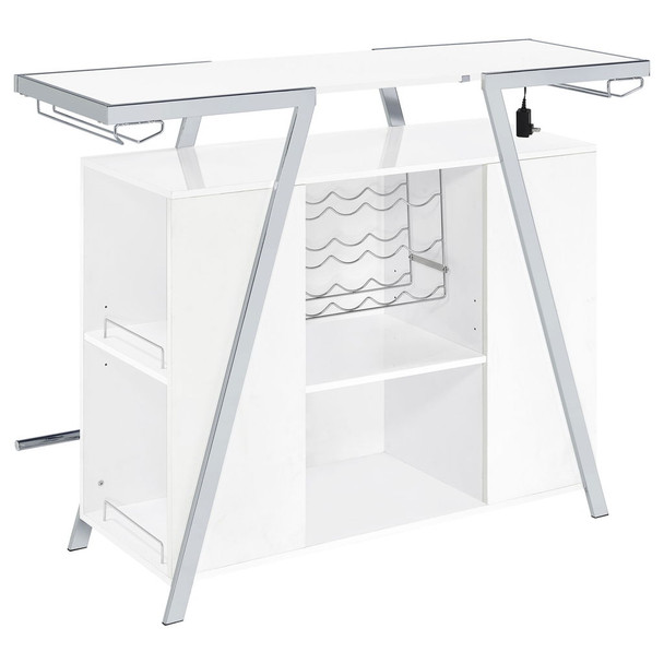 Katia - Wine Cabinet With LED Home Bar, 12 Bottle Storage - Gloss White