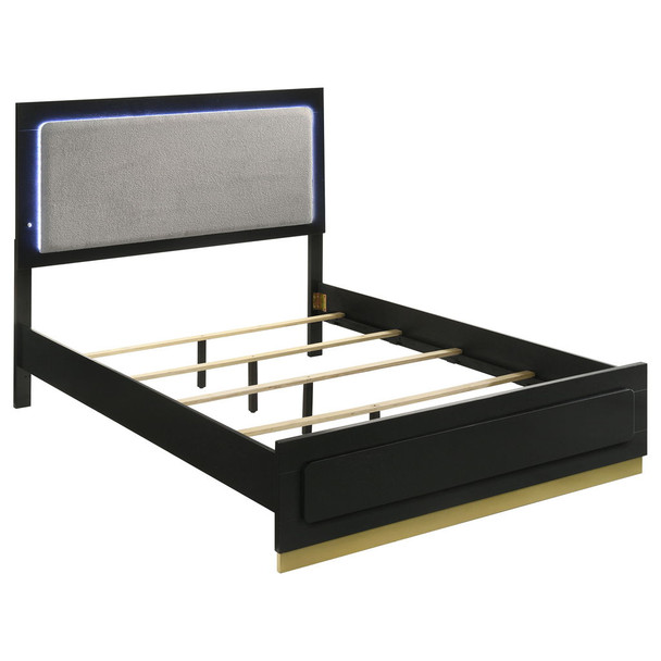 5 Piece California King Bedroom Set With Upholstered Headboard - Black