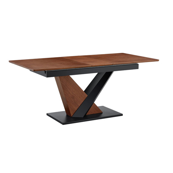 Dining Table, Scratch Resistant, Cross Geometric Legs For Kitchen & Dining Room - Dark Walnut