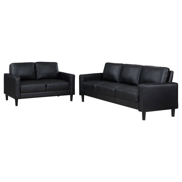 Ruth - 2 Piece Track Arm Sofa Set With Cushions - Black