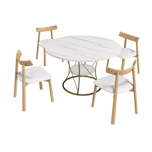 Round Extendable Dining Table Set With Chairs