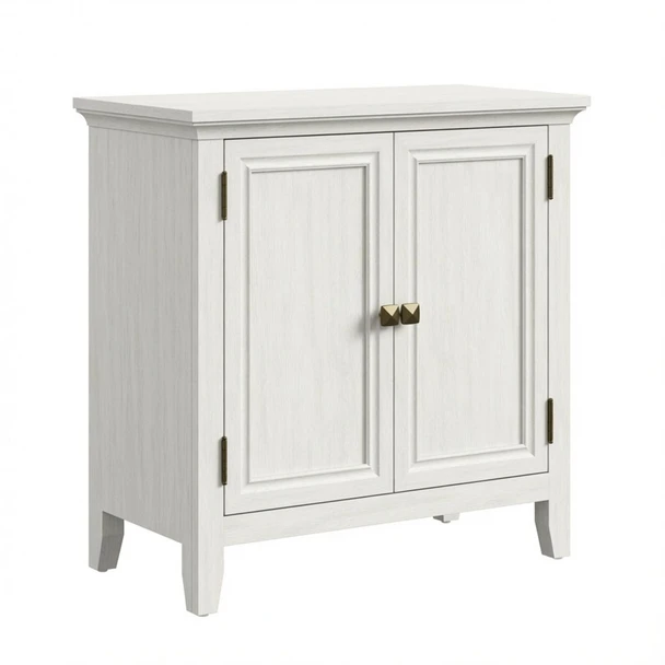 2 Door Buffet Cabinet With Adjustable Shelves - Matte White / Grayish
