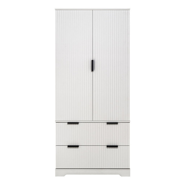 Fluted Kitchen Pantry Cabinet With 2 Large Drawers & 8 Door Spice Rack