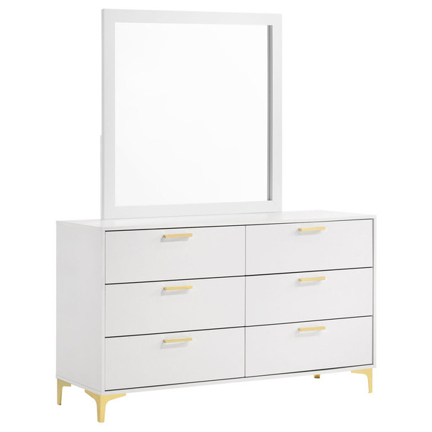 James - 6 Drawer Dresser With Mirror - White