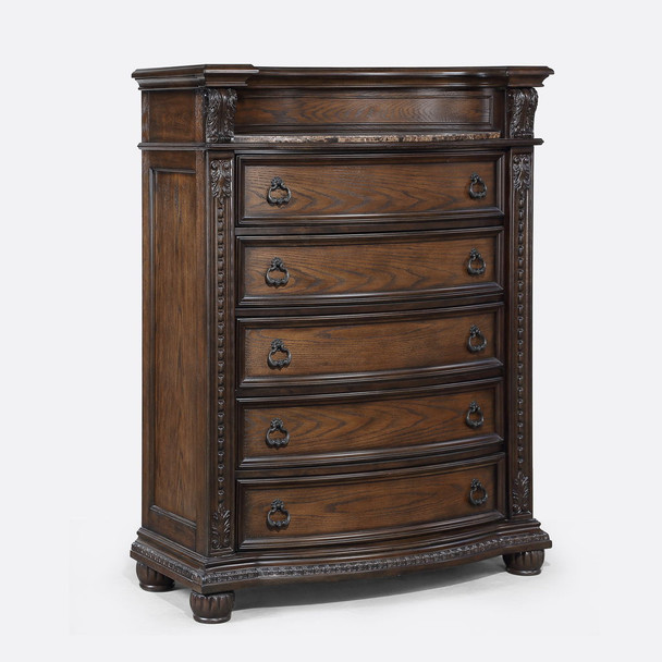 5 Drawer Tall Chest - Brown / Coffee