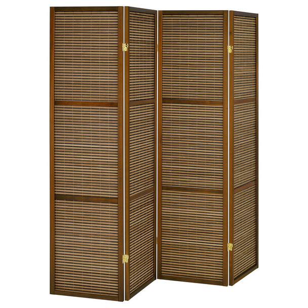 Kenabi - 4 Panel Room Divider Folding Screen - Walnut
