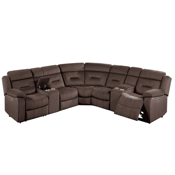 Power Reclining Sectional Set With Console Cup Holders