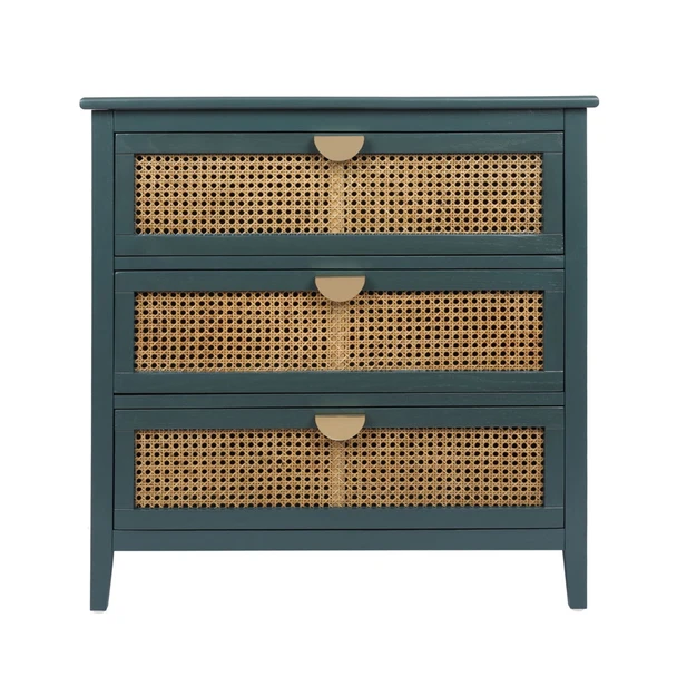 3 Drawer Cabinet, Natural Rattan, American Furniture