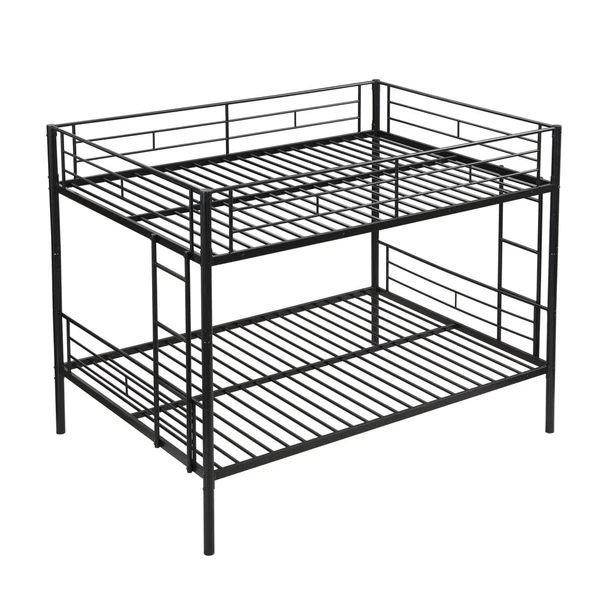 Modern Metal Bunk Bed, Full Over Full, No Box Spring Needed - Black