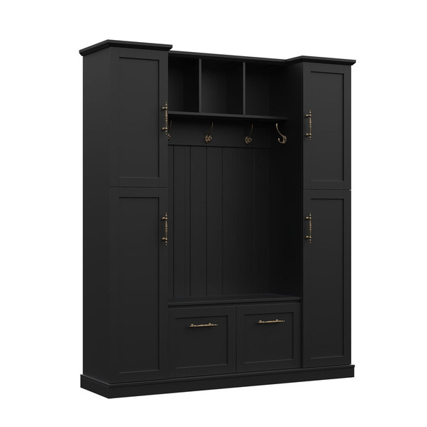 Hall Tree With 4 Side Cabinets