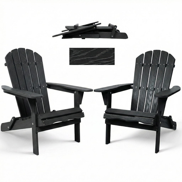 Folding Adirondack Lounge Chair With Embossed Grain Texture