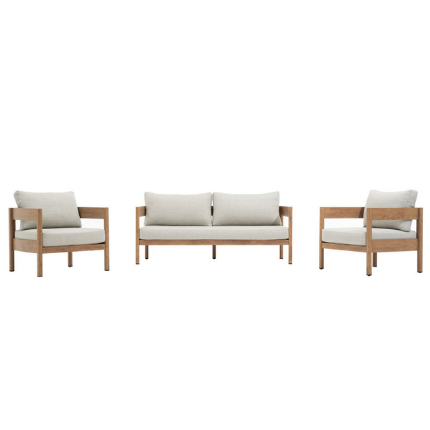 Outdoor Sofa With Weather Resistant Cushions (Coffee Table Not Included) (Set of 3) - Oak