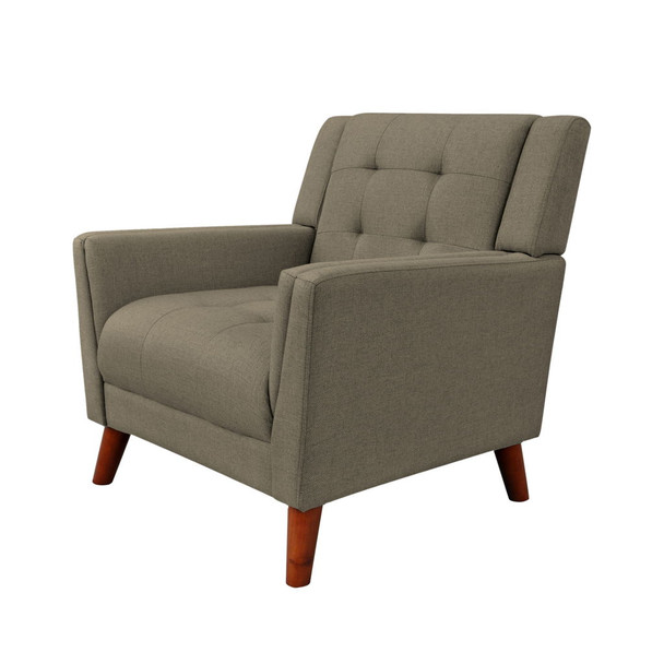 Upholstered Armchair With Button Tufting And Tapered Legs - Mocha