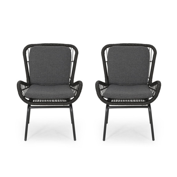 Outdoor Wicker Club Chair With Cushions (Set of 2)