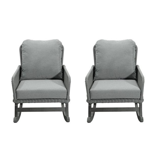 Contemporary Minimalist Wicker Rocking Chair With Soft Cushions And Durable Wooden Frame