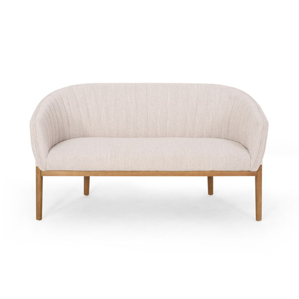 Mid Century Modern Loveseat With Channel Stitched Backrest