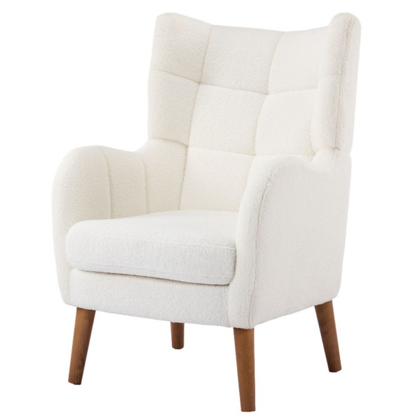 Accent Chair With Birch Wood Legs - White