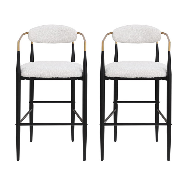 Upholstered Bar Stools With Backs For Kitchen Island (Set of 2) - Beige