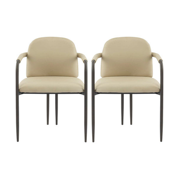 Modern Dining Chair (Set of 2) With Iron Frame - Espresso / Khaki