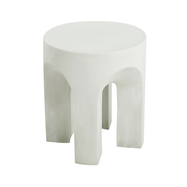 Outdoor Round Top Side Table / End Table, Living Room Accent Table - Antique White