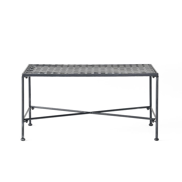 Luna - Outdoor Iron Coffee Table - Black Brush Silver