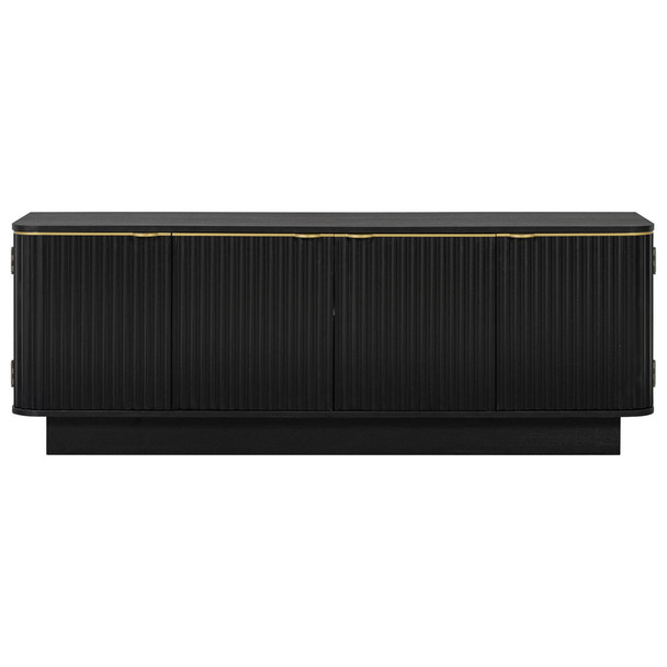 TV Stand, Fluted Media Console With Adjustable Shelves And Cable Holes