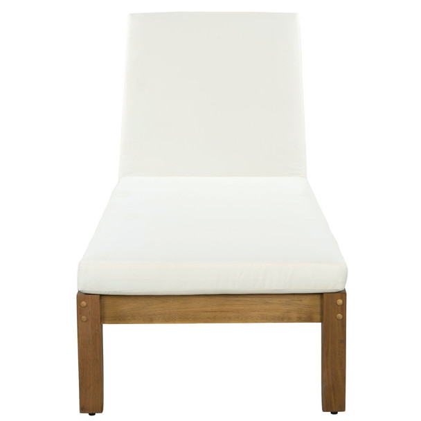 Adjustable Outdoor Patio Lounge Chair Chaise Lounge - Beige / Natural