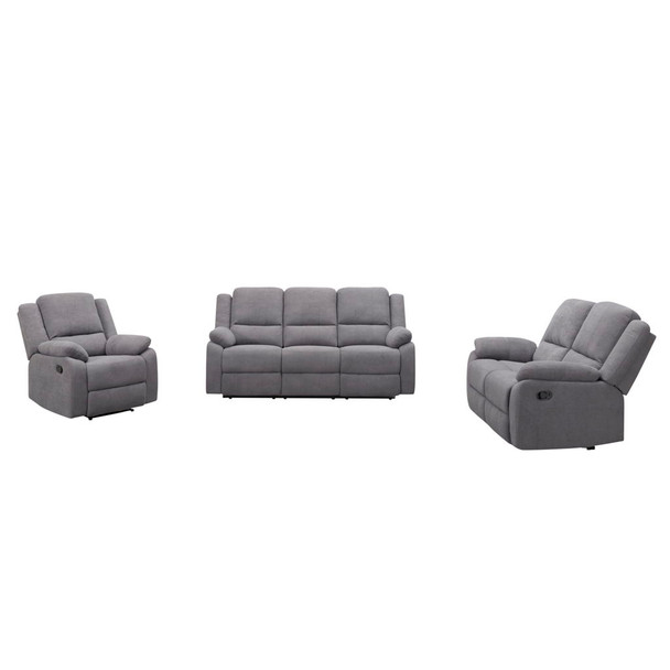 3 Piece Reclining Sofa Set With 150° Deep Recline, 3 Seat Couch, Loveseat & Single Recliner - Gray